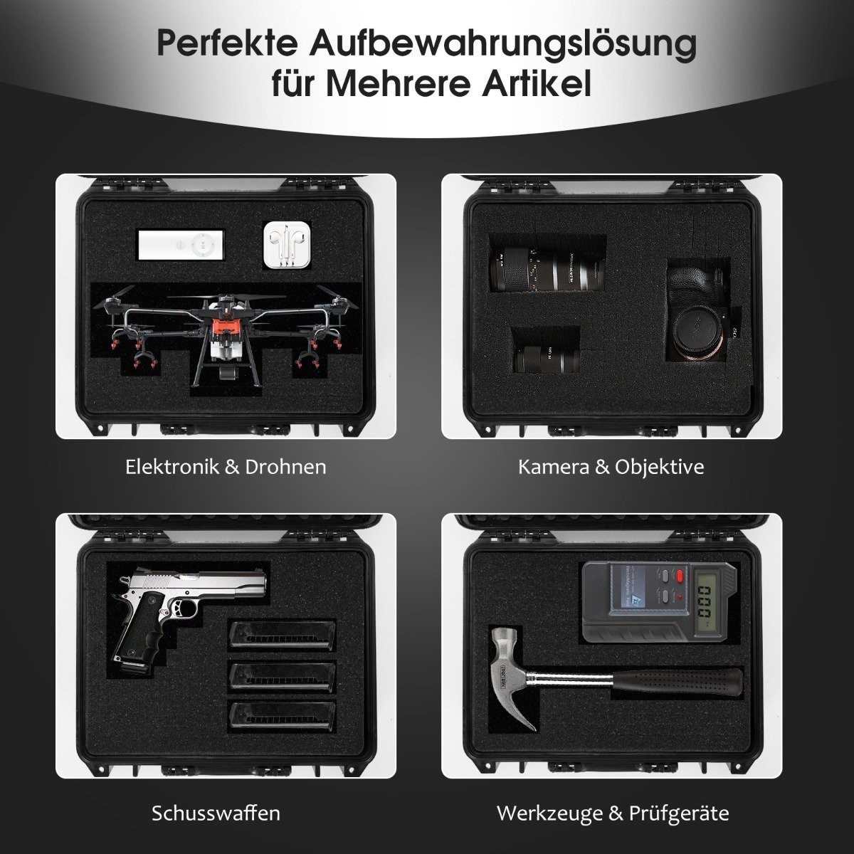 13" Hard Shell Camera Case with Adjustable Foam Insert Waterproof C...