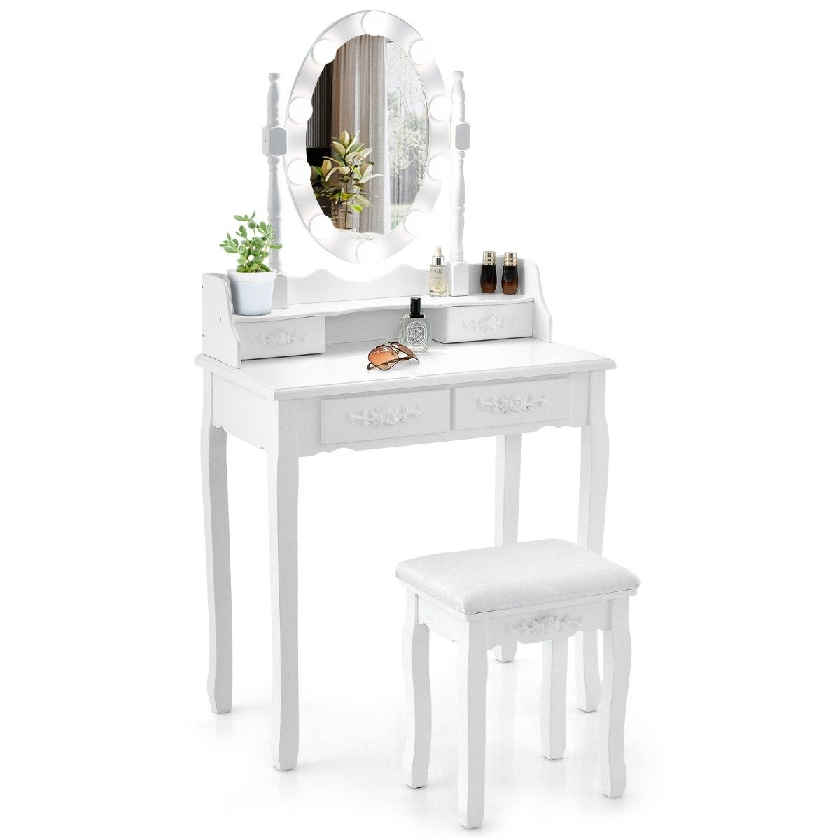 Dressing table with LED lighting adjustable brightness dressing tab...