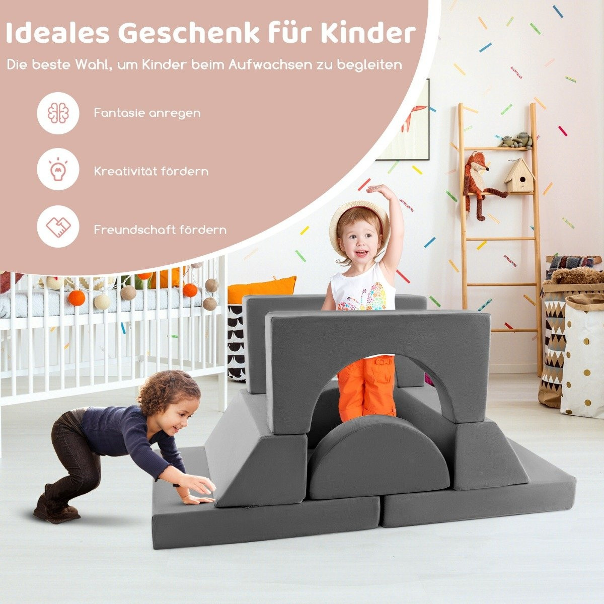 Sofá modular infantil, sofá de brincar, sofá modular com capa remov...