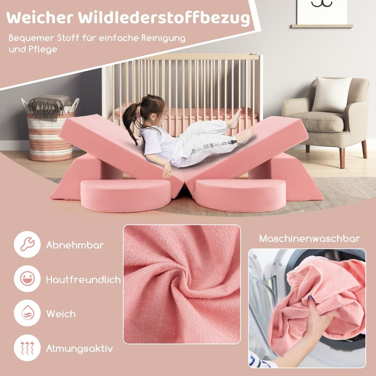 Sofá modular infantil, sofá de brincar, sofá modular com capa remov...