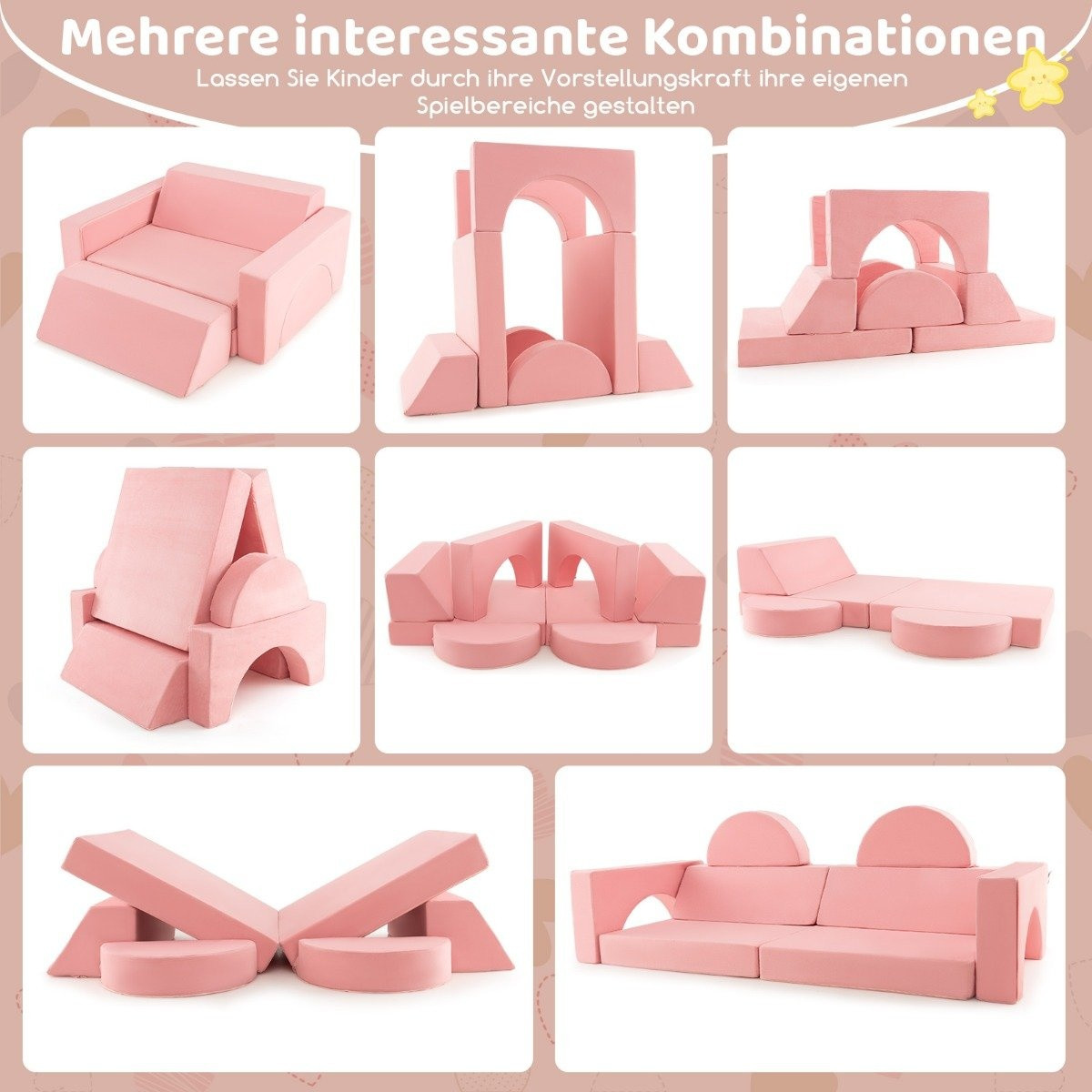 Sofá infantil modular, sofá de juego, sofá modular desenfundable, 1...