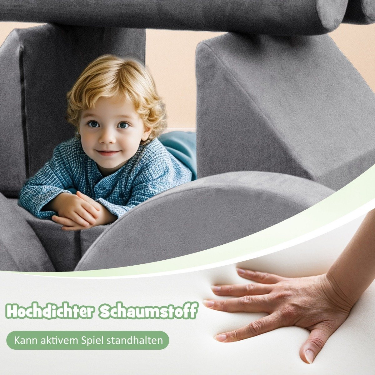 Sofá modular infantil de 14 peças, sofá de espuma para brincar, sof...