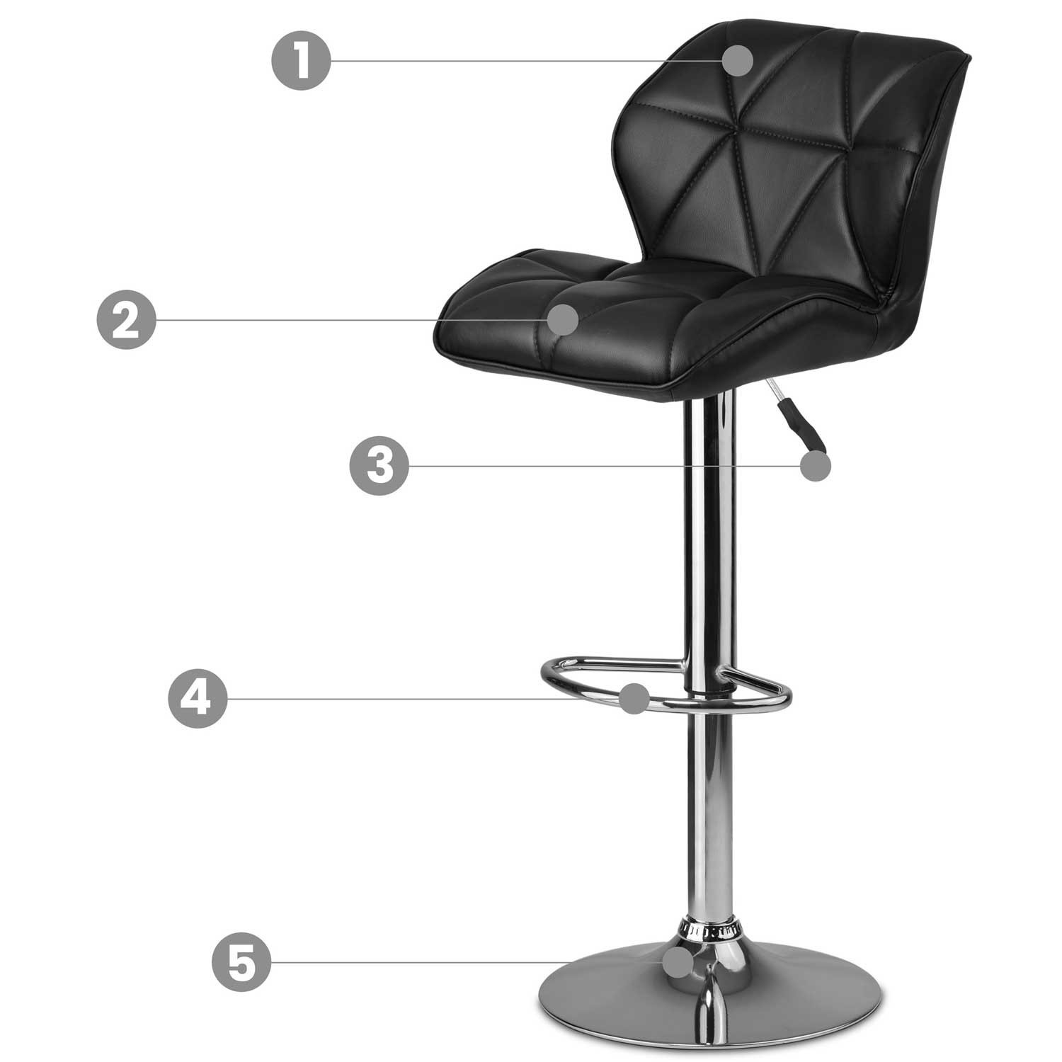 Castel bar stool with backrest, black