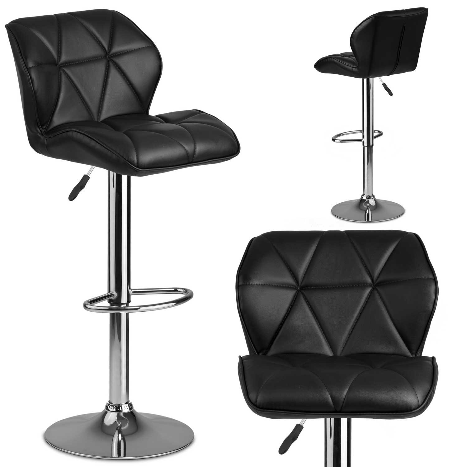Bar stool with backrest Castel black - 2 pcs