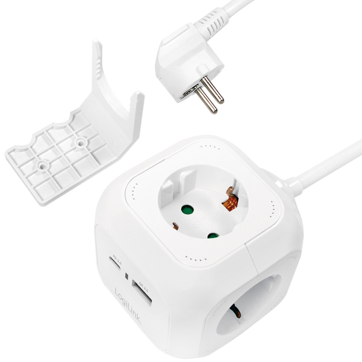 Power Cube Tomada multi-ramificação + USB-A/USB-C PD 20W