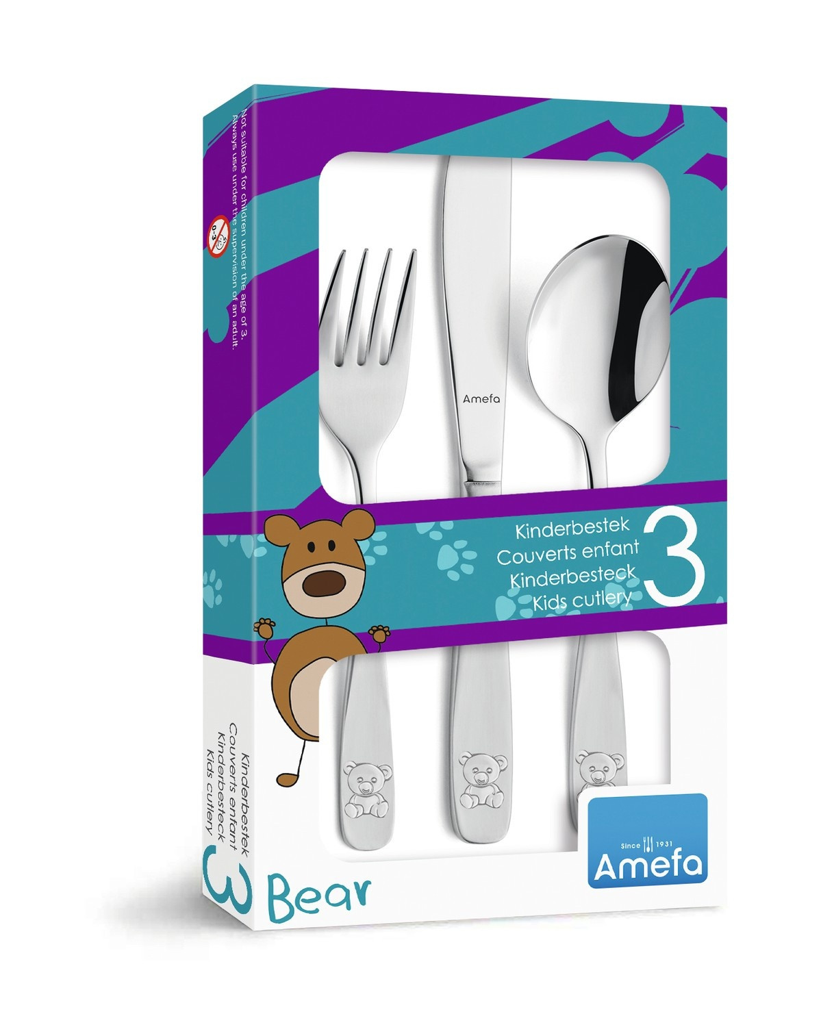 Posate per bambini Orso 3 pezzi