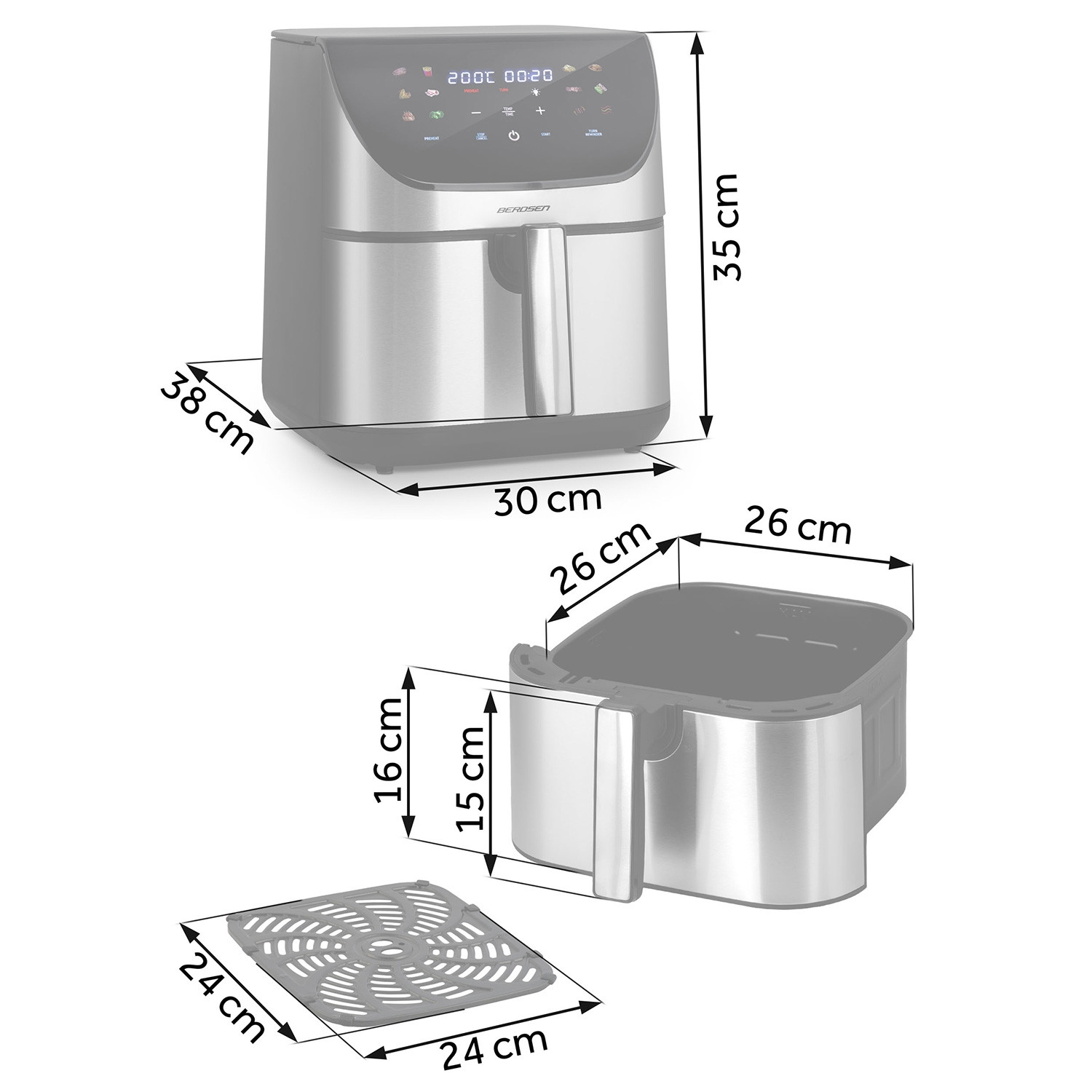 Heißluftfritteuse Berdsen BD-659 silber