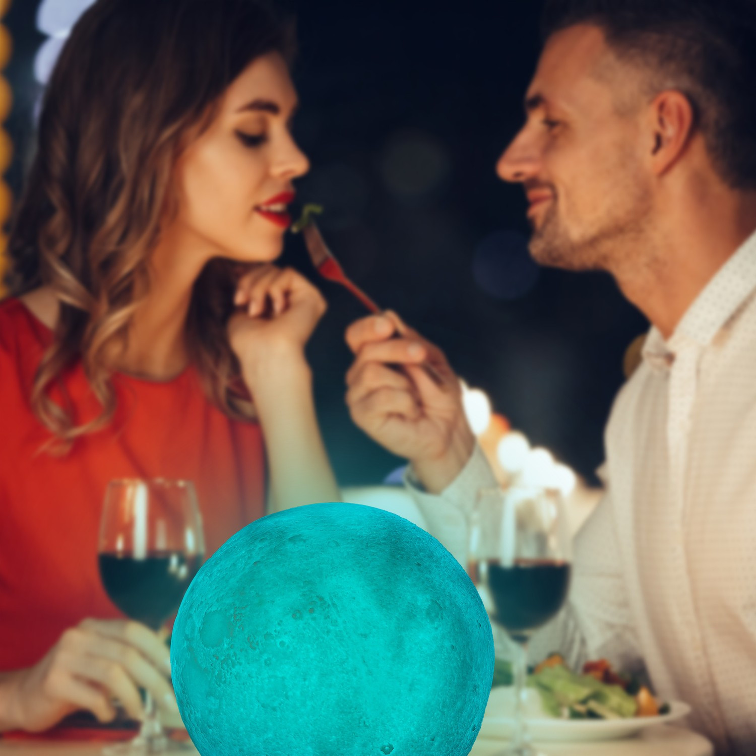 Lâmpada lunar 3D que muda de cor