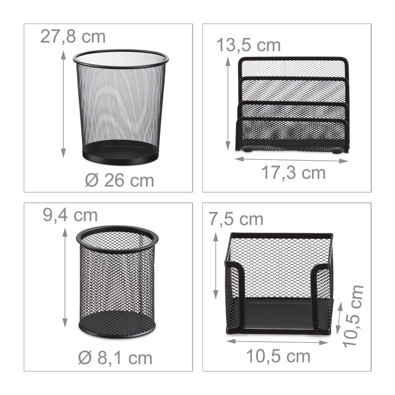 Set organizer da scrivania da 4 pezzi