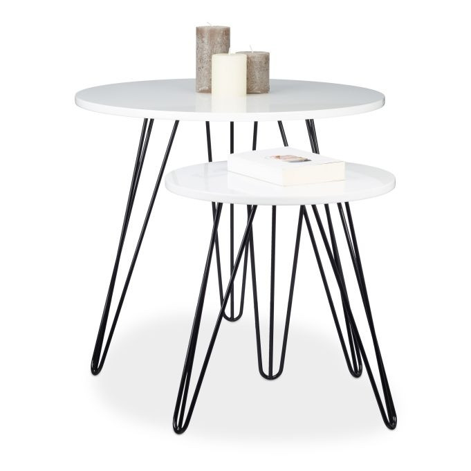 Bijzettafel wit set van 2