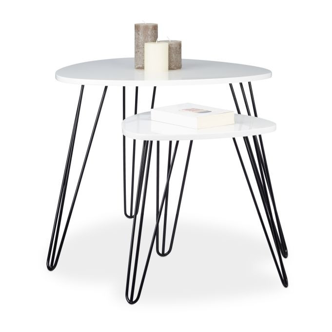 Side table white set of 2