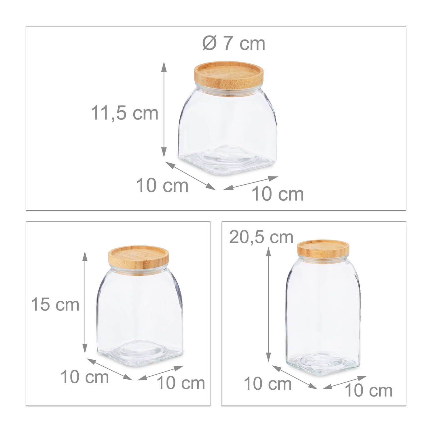 Ensemble de 3 bocaux de rangement