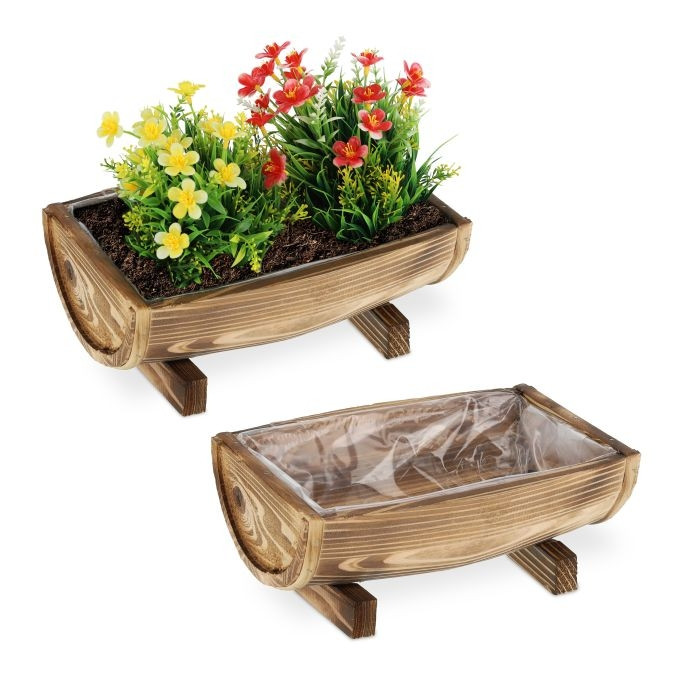 2x Halbfass-Pflanzgefäße