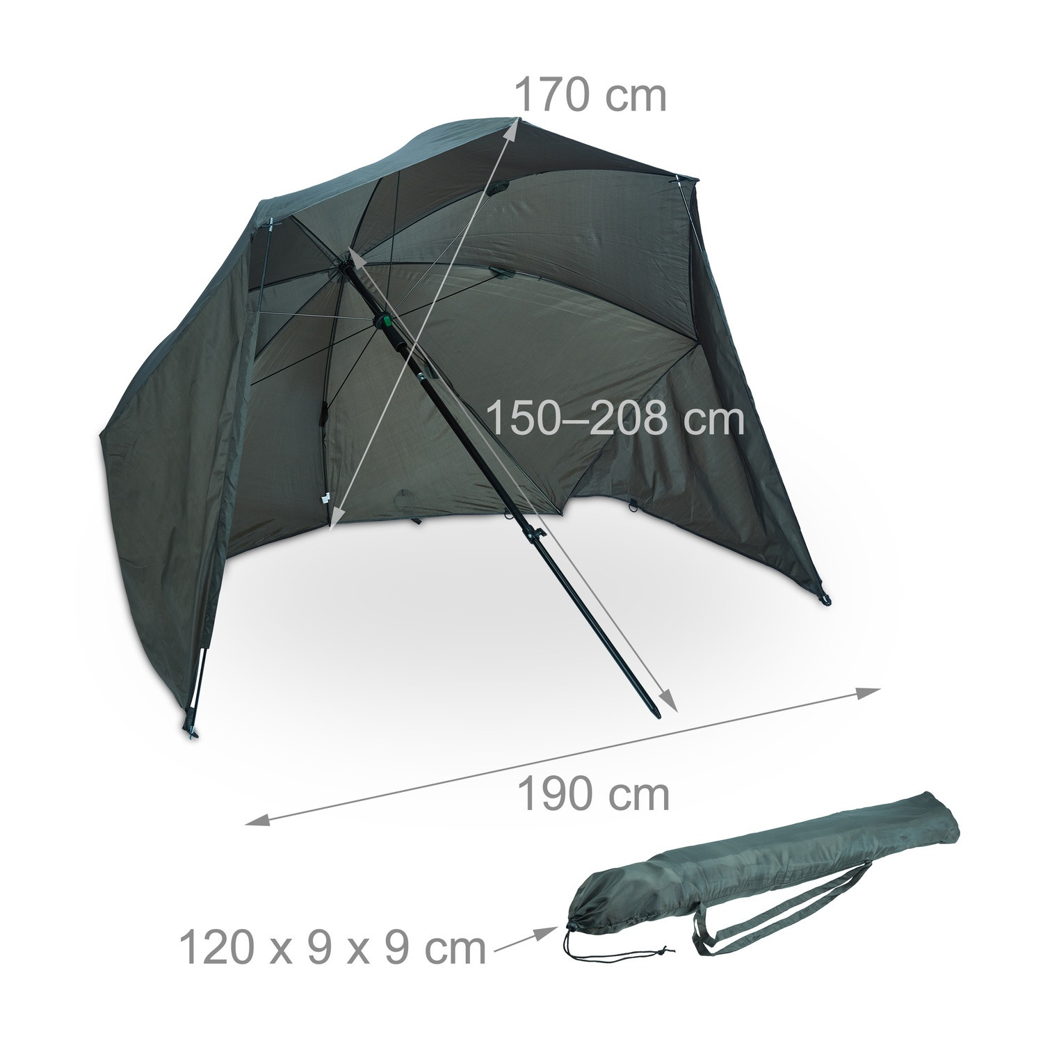 Paraguas de pesca con panel lateral