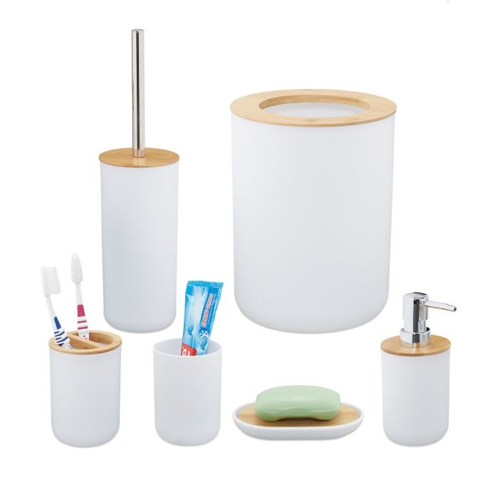 Bamboe badkameraccessoires set van 6