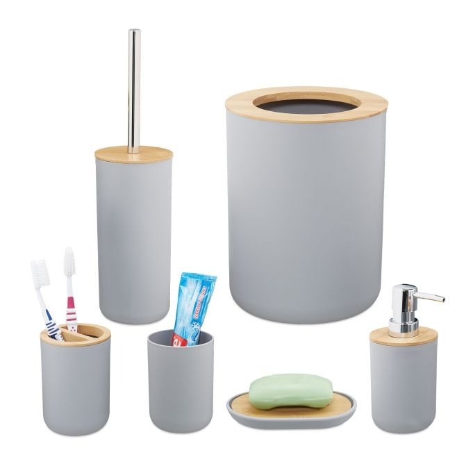 Bamboe badkameraccessoires set van 6