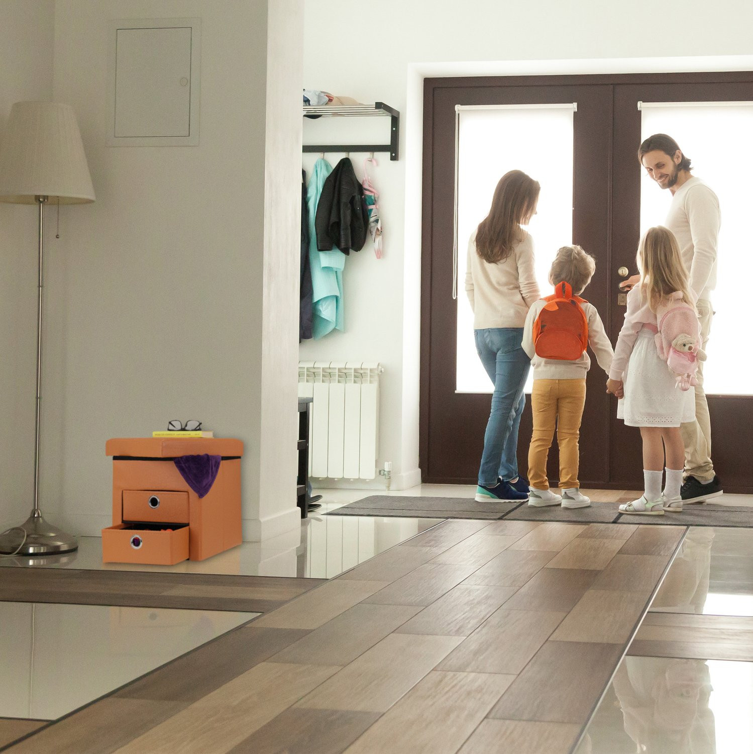 Pouf contenitore con cassetti