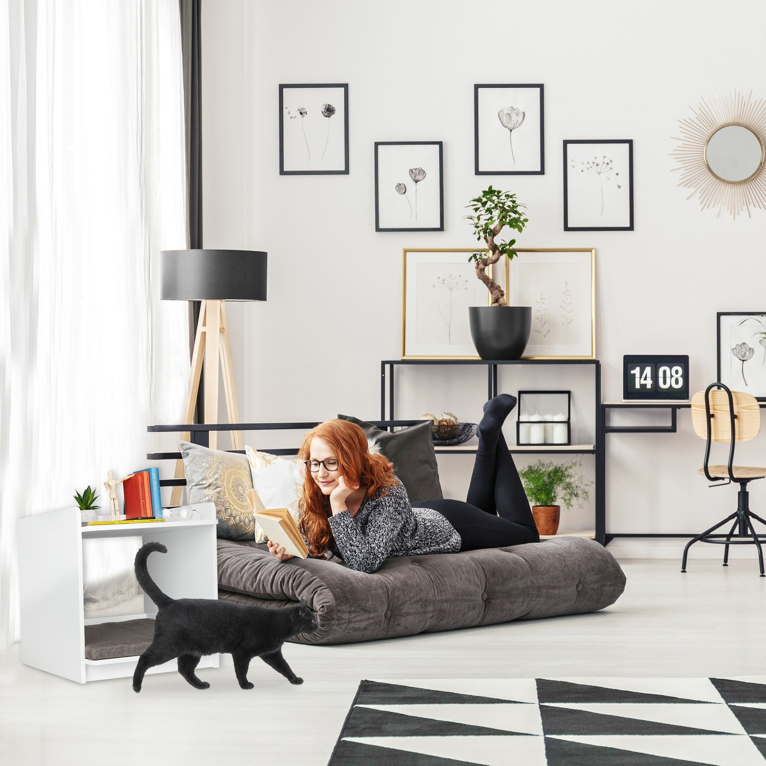 Table d'appoint avec coussin pour animaux