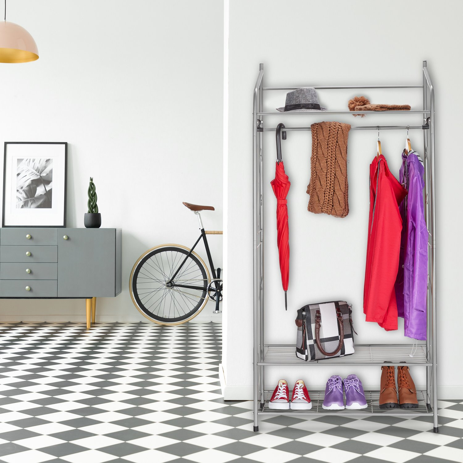 Coat Rack With 3 Shelves