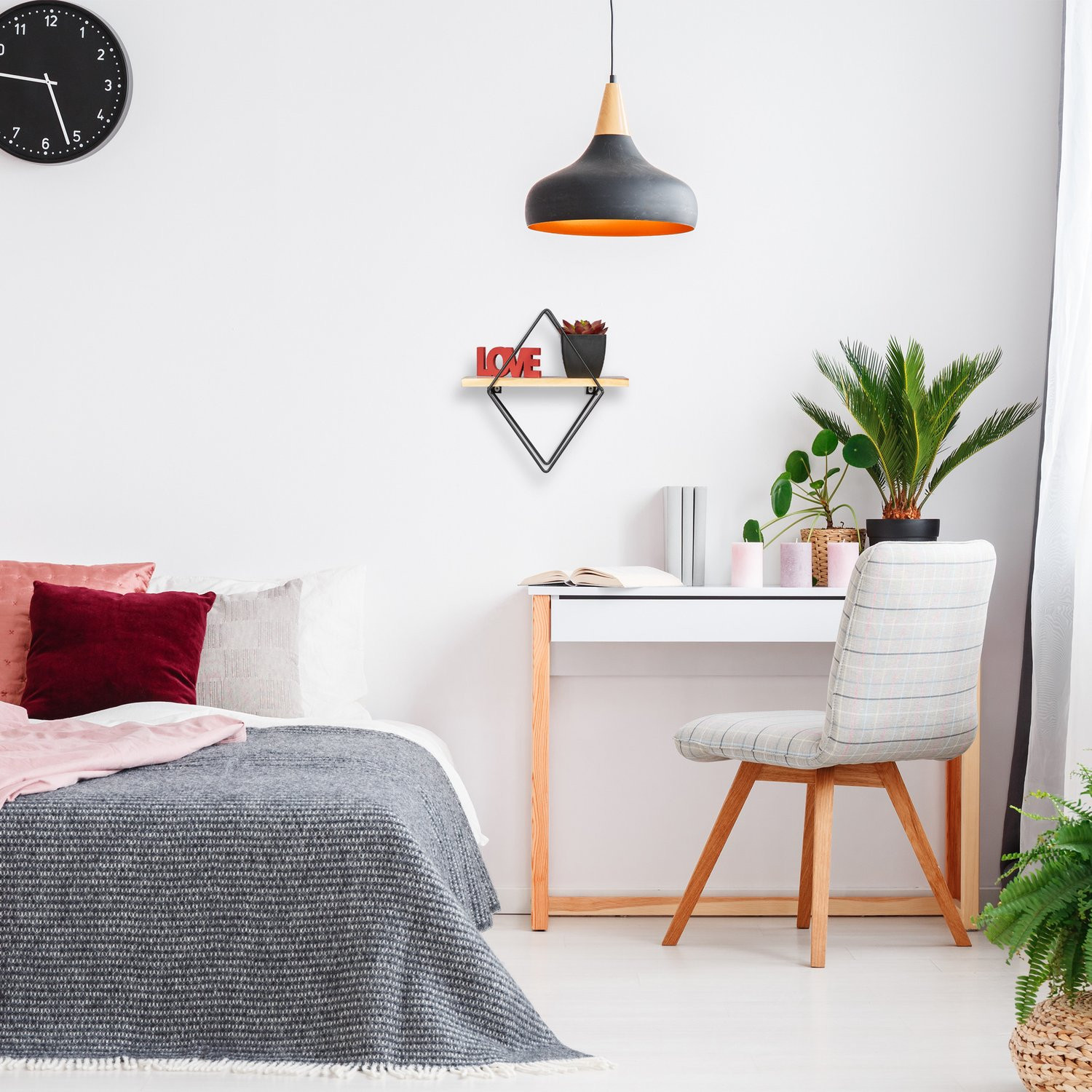 Floating diamond shaped shelf