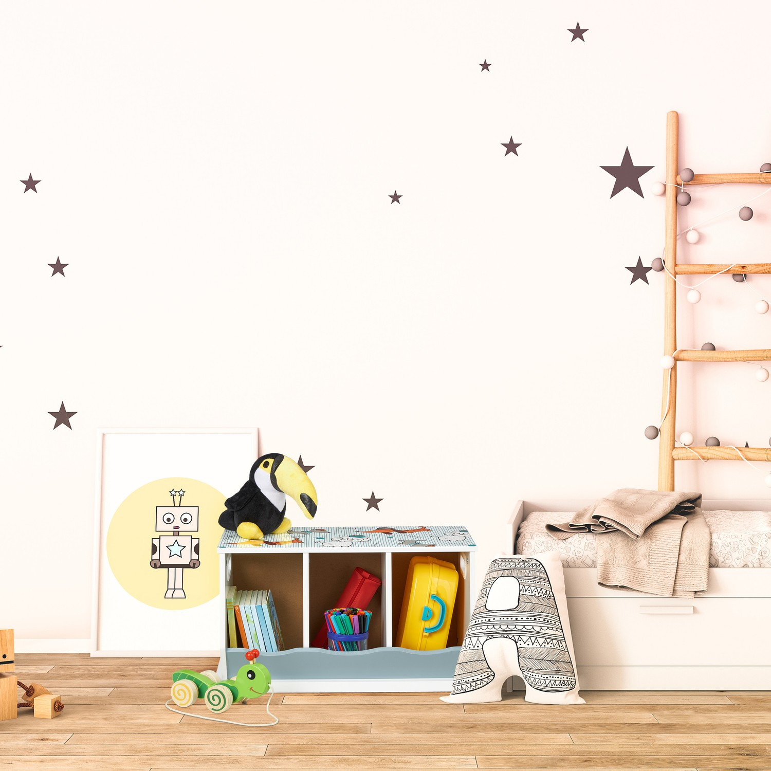 Armazenamento de brinquedos com 3 compartimentos