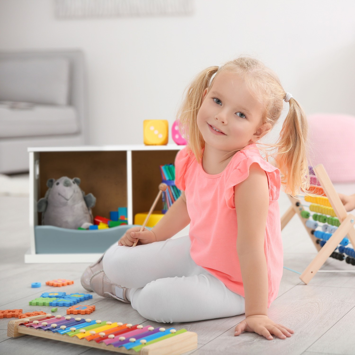 Armazenamento de brinquedos com 2 compartimentos