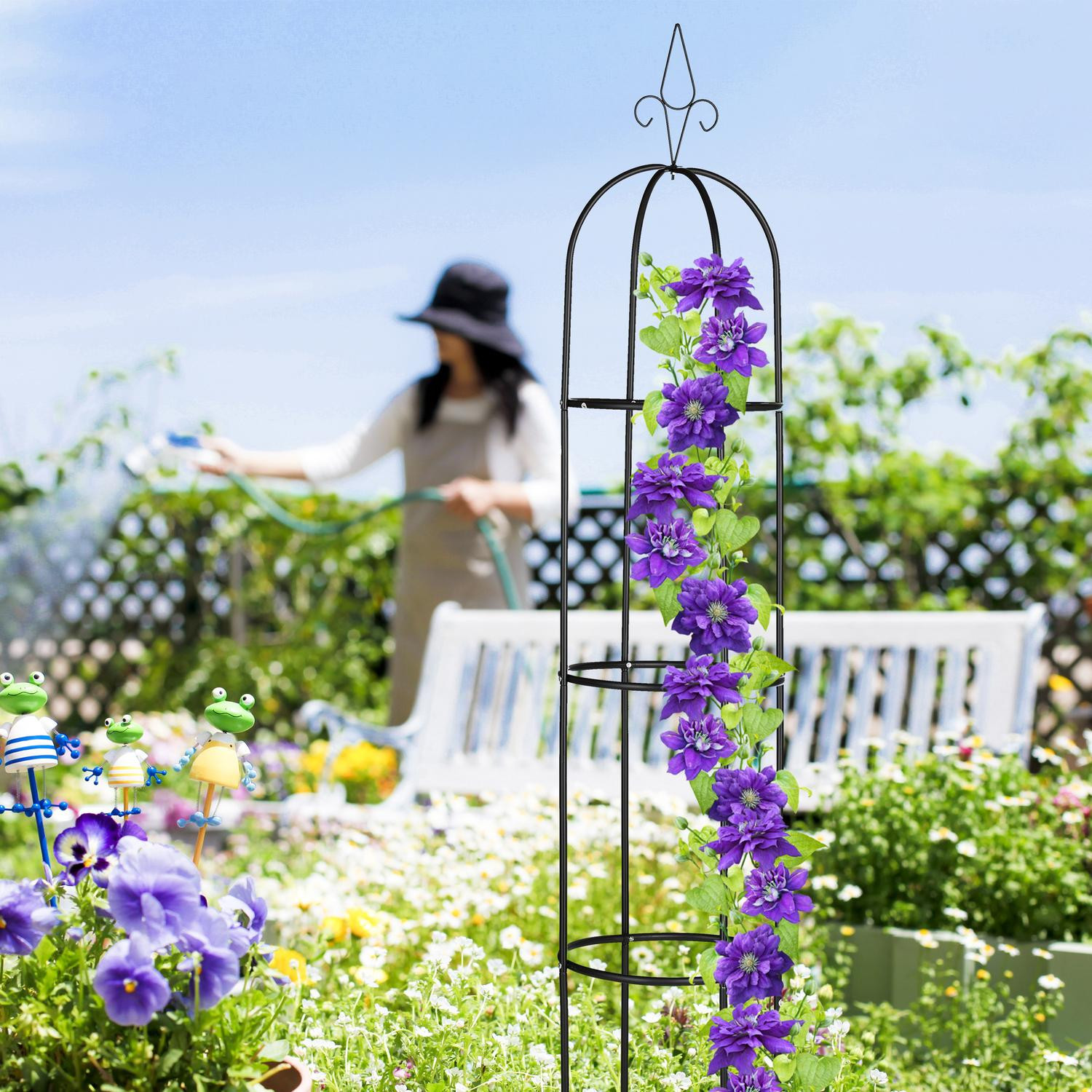 Gartenobelisk 200 cm Schwarz