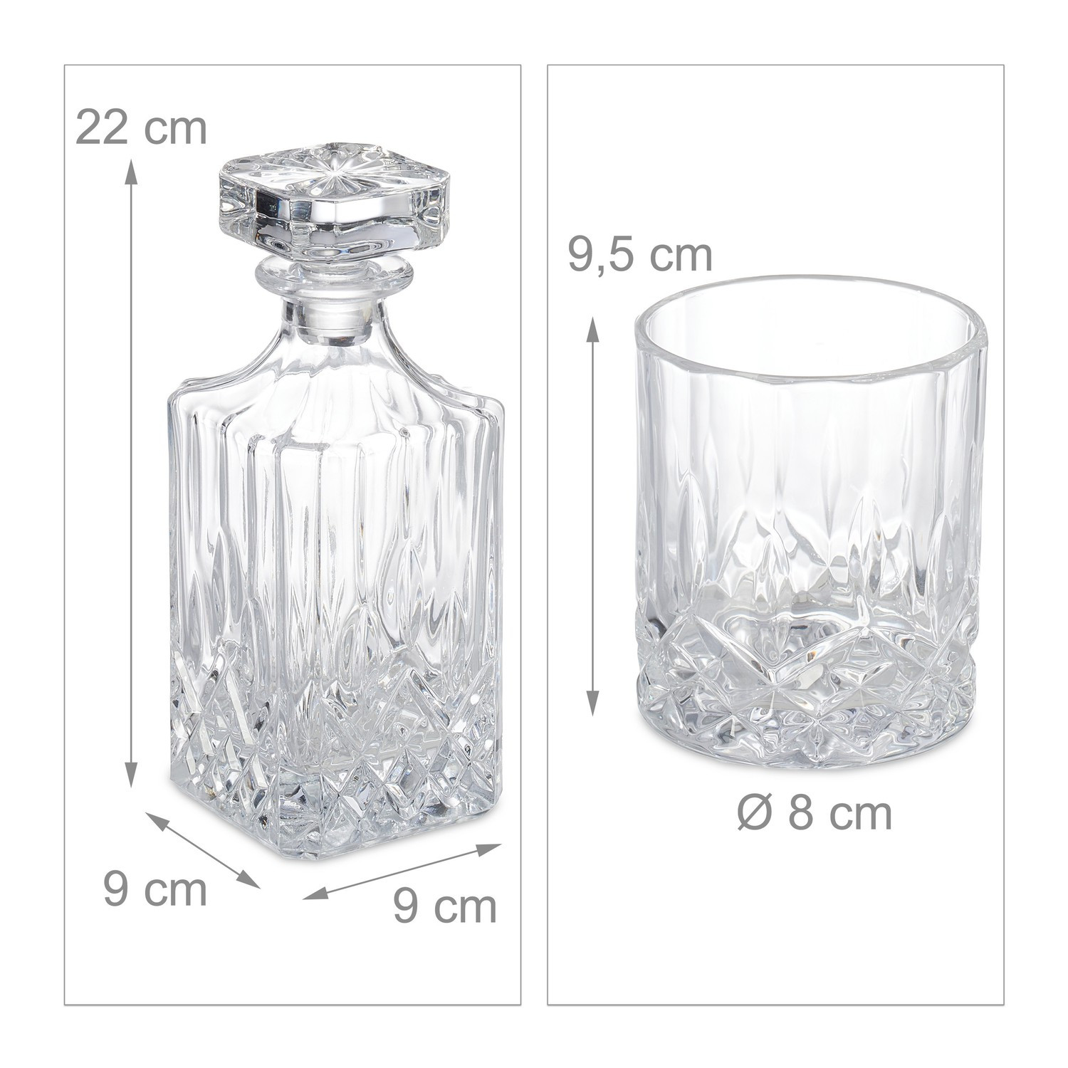 Set da whisky da 5 pezzi, decanter e bicchieri