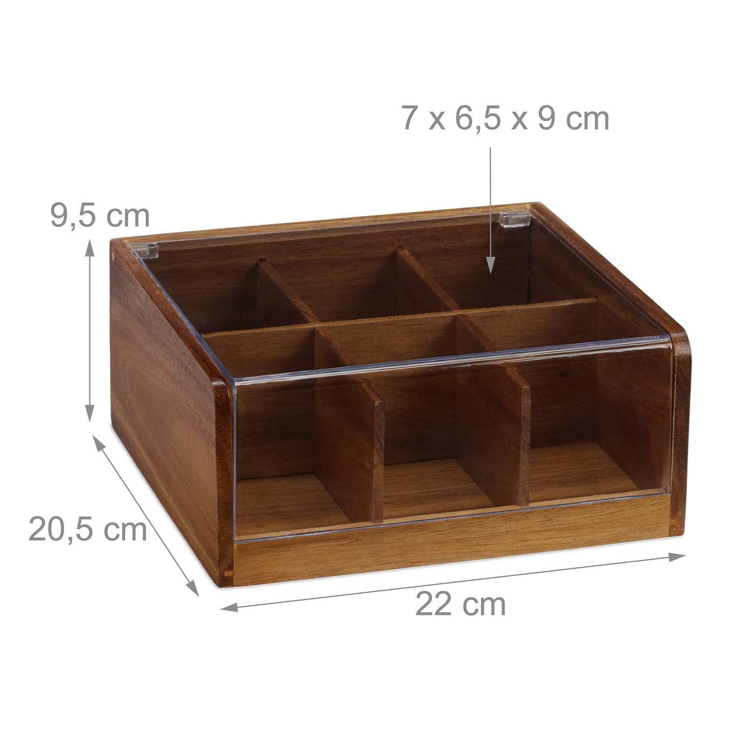 Boîte à thé en bois à 6 compartiments
