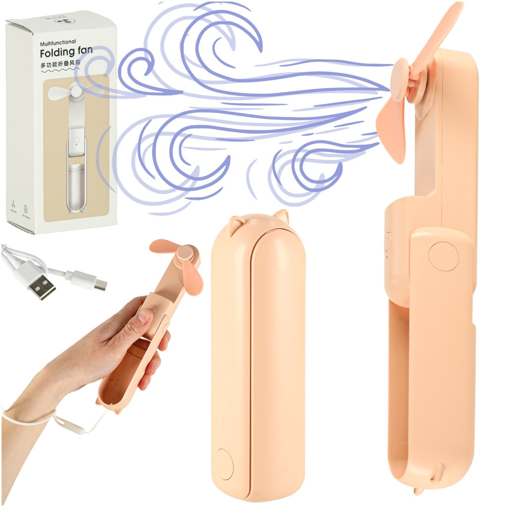 Mini handventilator opvouwbaar USB roze