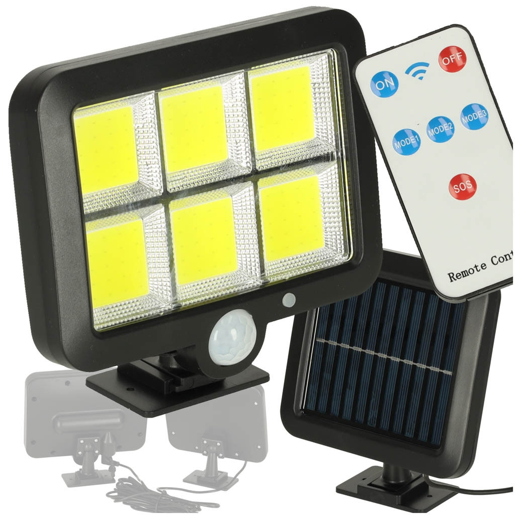 Lâmpada solar com sensor de movimento e crepúsculo 120 LED