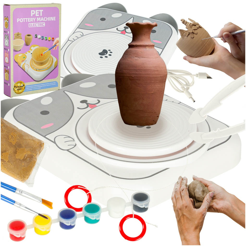 Set di tornio da vasaio creativei cane grigio