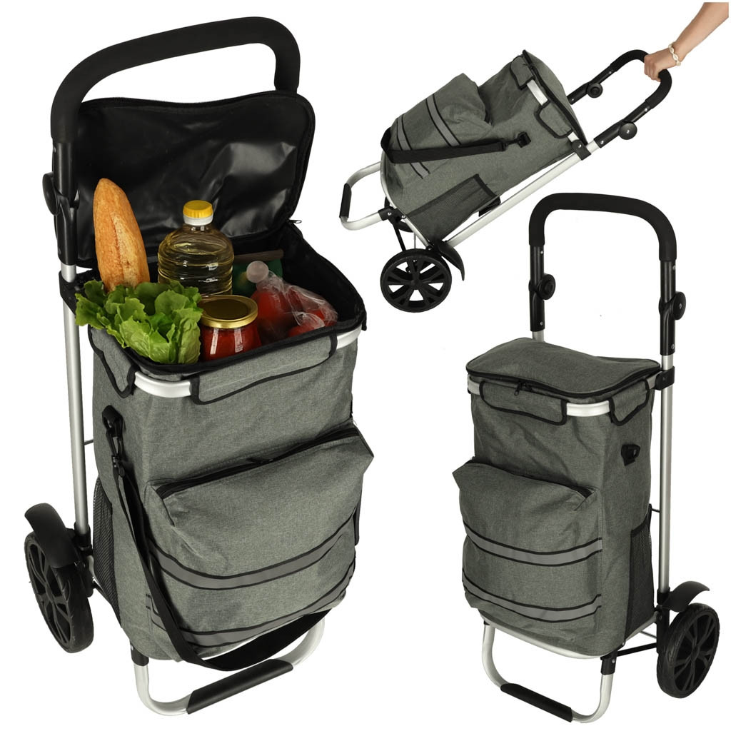 Trolley Einkaufstasche auf Rollen 100cm grau