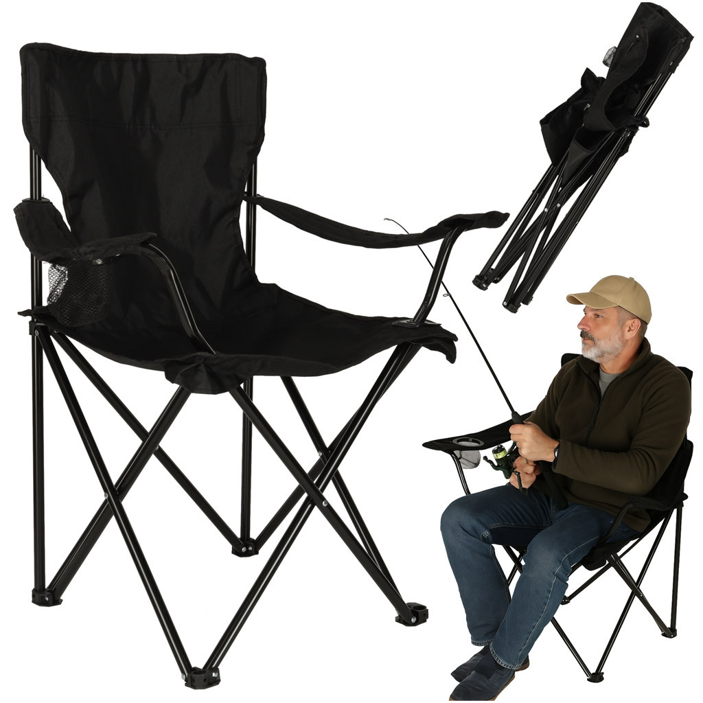 Chaise de pêche pliante noire