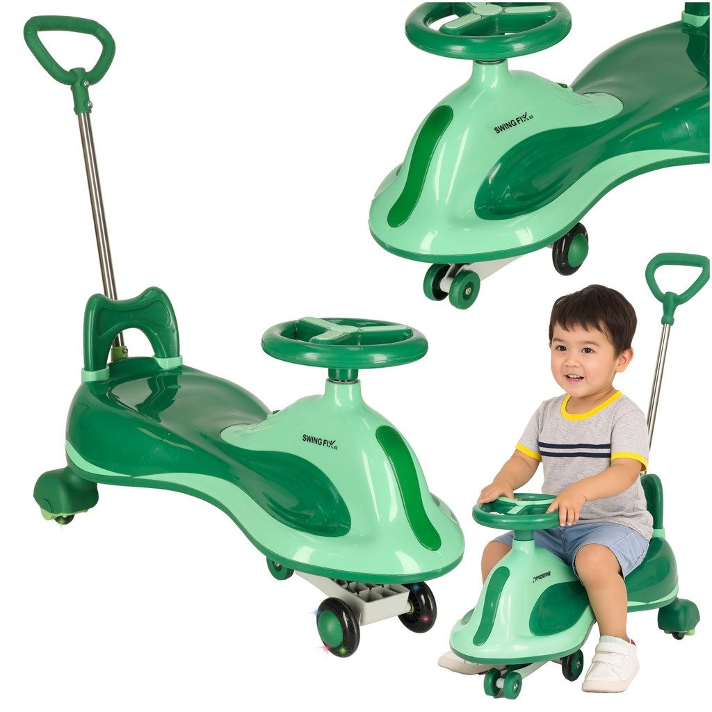 LED gravity scooter ride with handle green