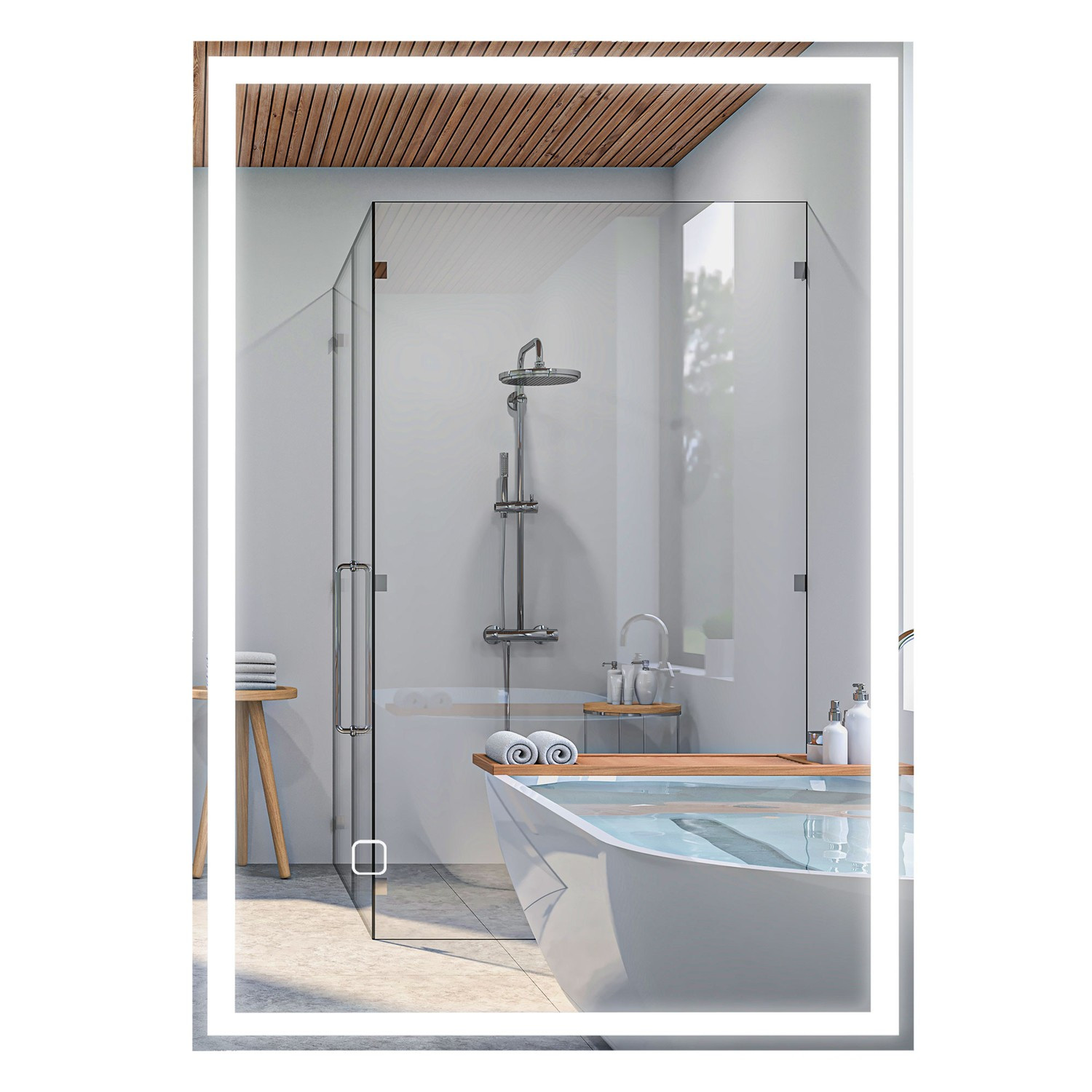 Bathroom mirror, wall mirror, LED, touch switch, white