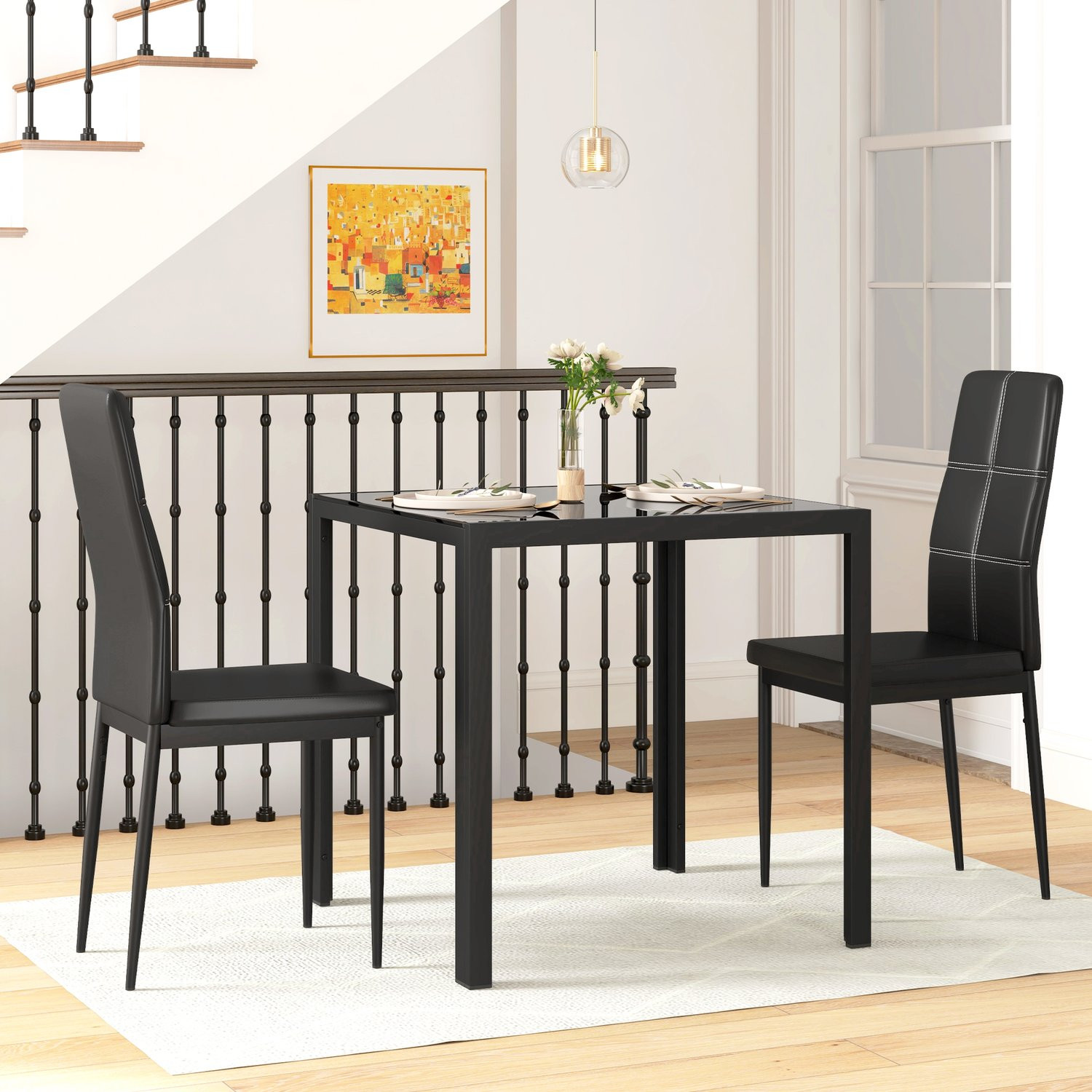 Dining set dining table with 4 chairs space-saving dining room grou...