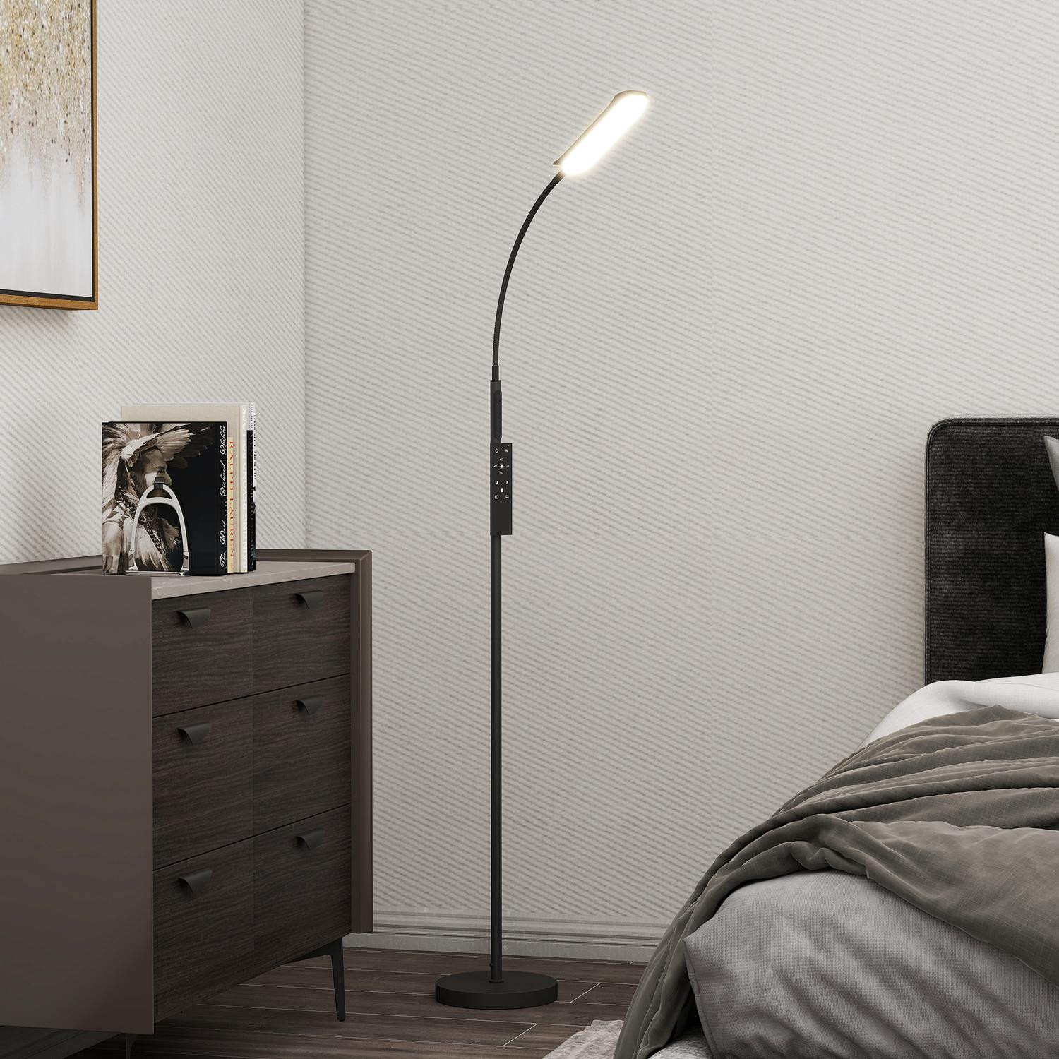 LED floor lamp, 5 modes, memory function, adjustable brightness, st...