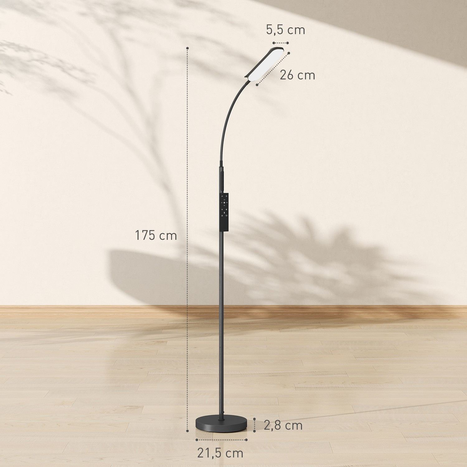 LED floor lamp, 5 modes, memory function, adjustable brightness, st...