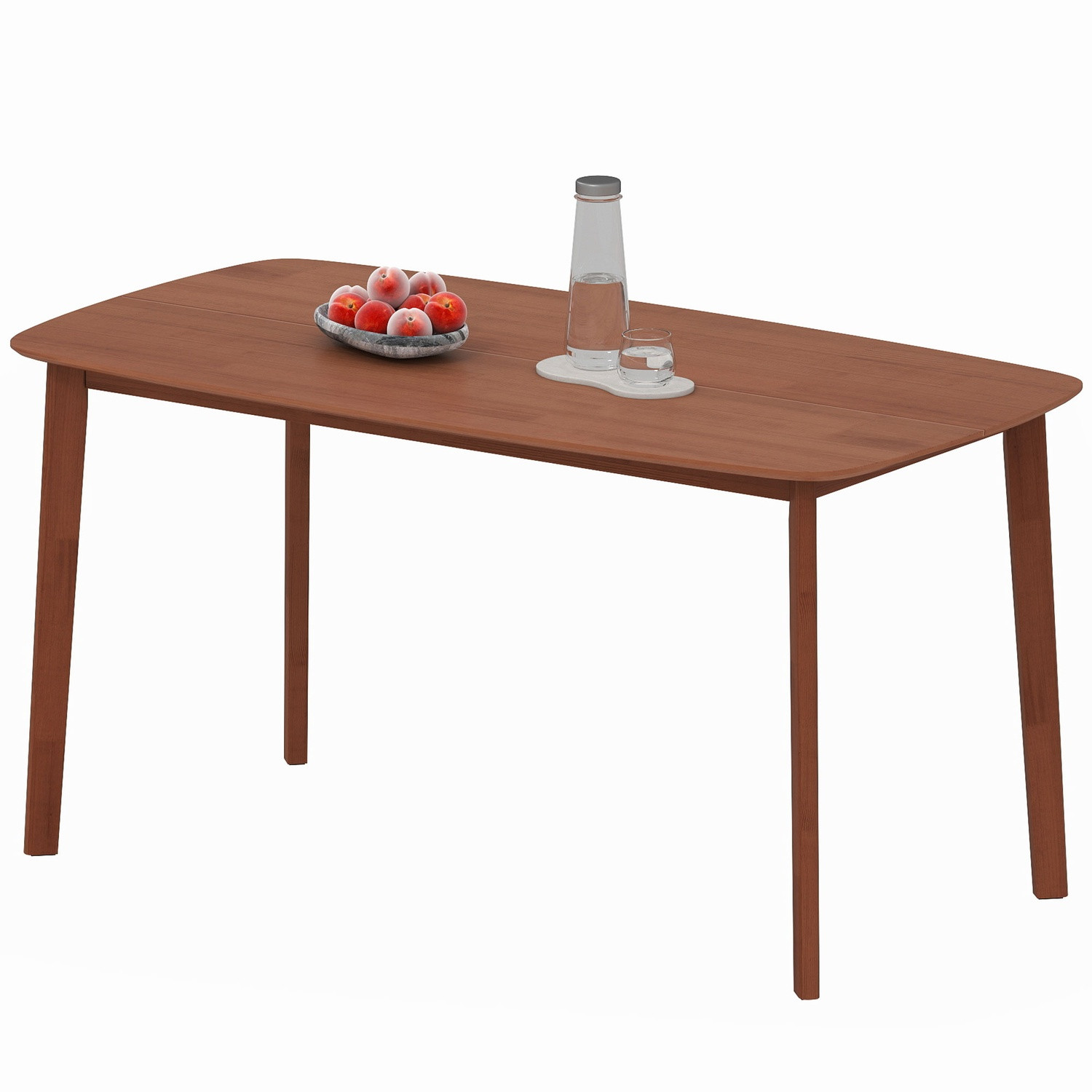 Dining table, solid pinewood, lacquered surface, 150 x 80 cm, brown