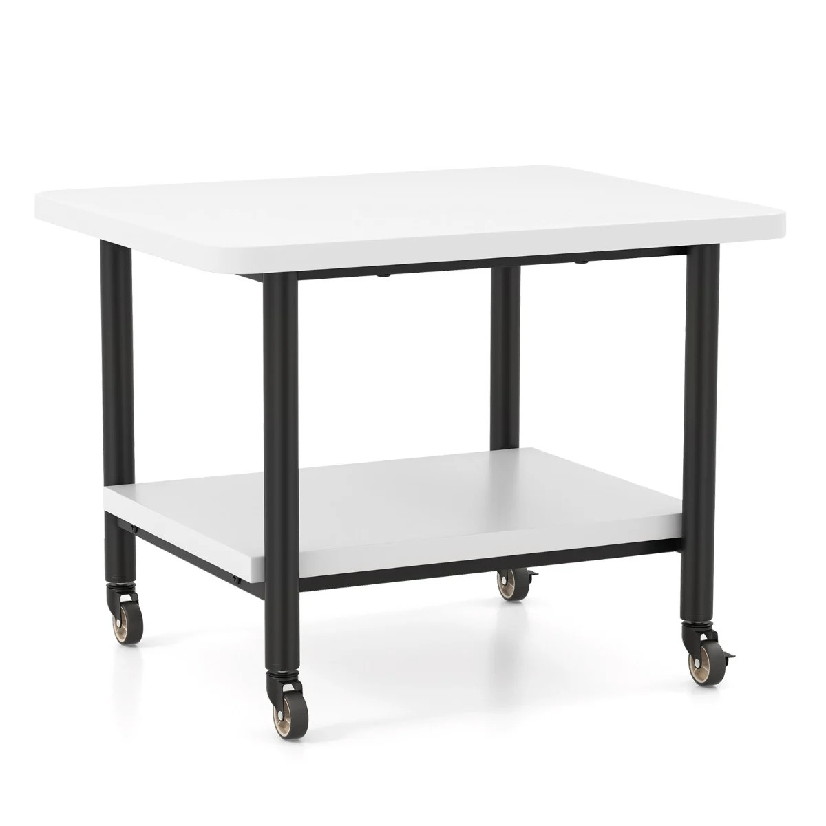 Printer table with 2 levels and lockable wheels, printer stand, pri...