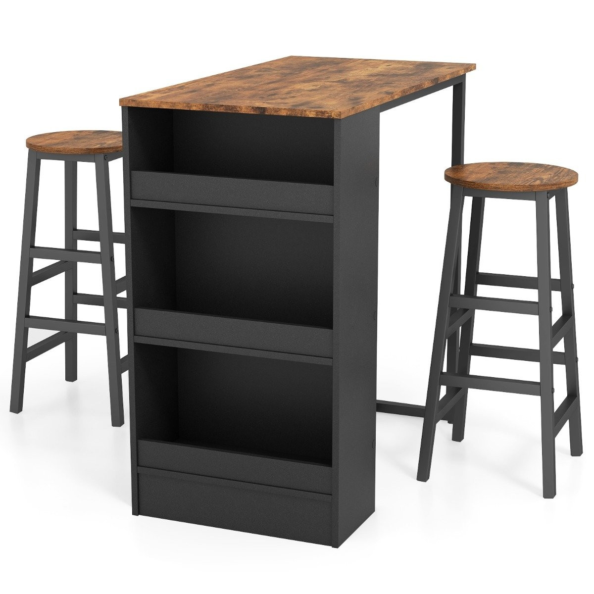 Kitchen table with 2 stools, space-saving bistro table, counter tab...