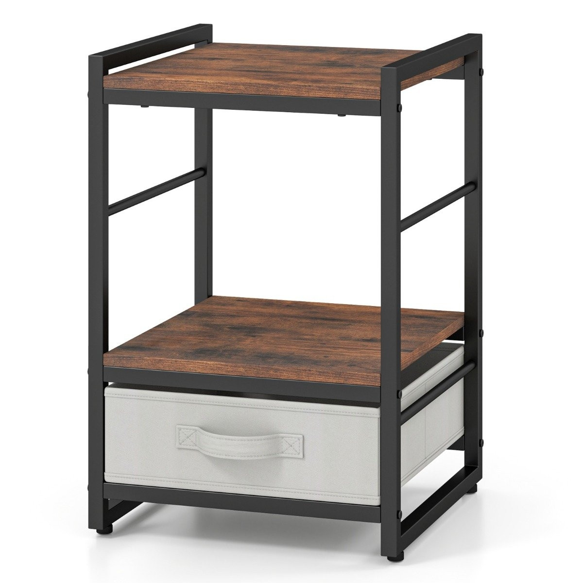 Bedside table with fabric drawer & open storage compartment, side t...