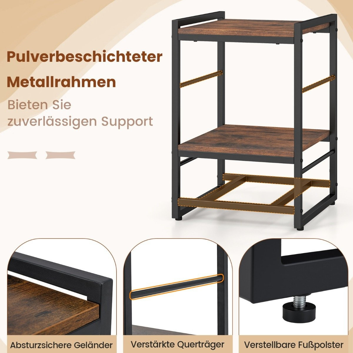 Bedside table with fabric drawer & open storage compartment, side t...