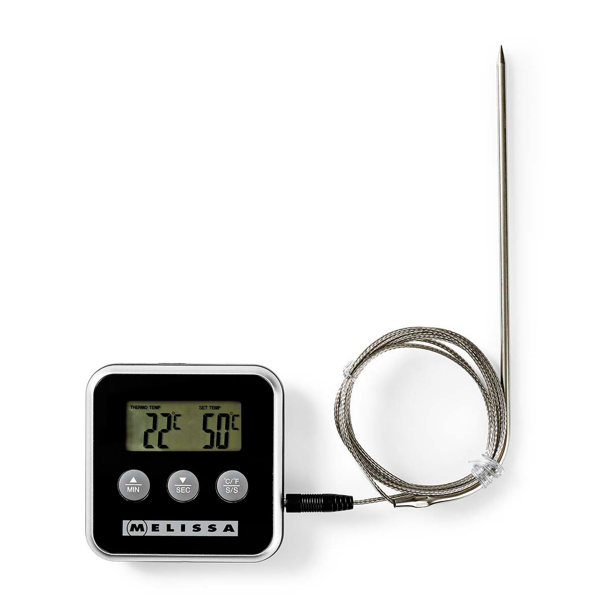 Termometro digitale per carne con timer di allarme e display LCD