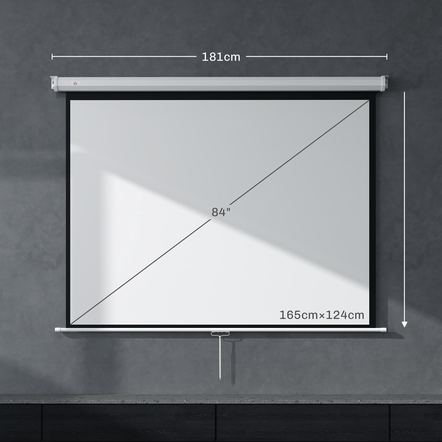 84"" 4:3 Projector Screen, 4K HD, Wall/Ceiling Mount