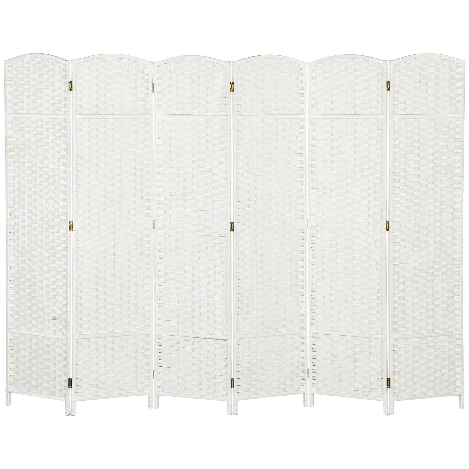 6-Panel Folding Room Divider, White Polypropylene