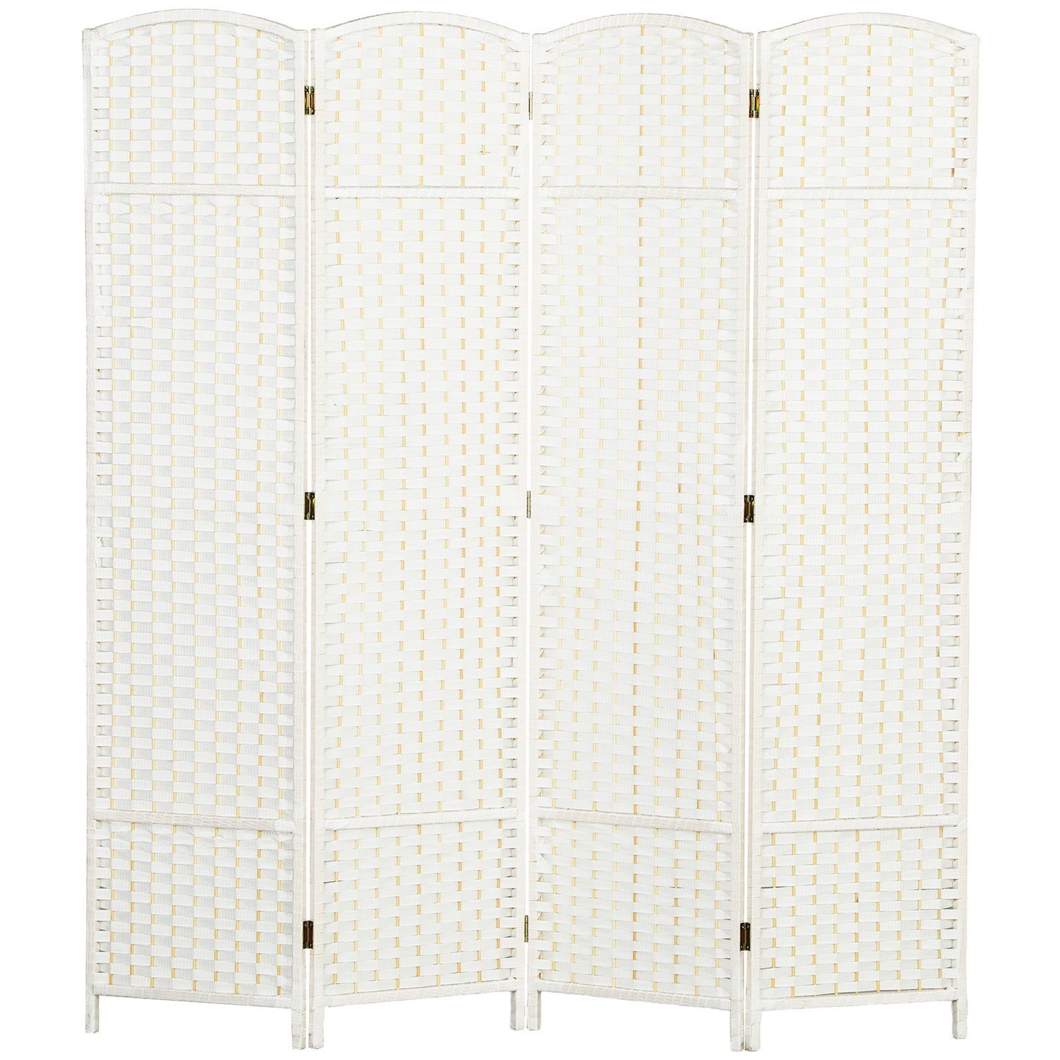 4-Panel Folding Room Divider, White Polypropylene