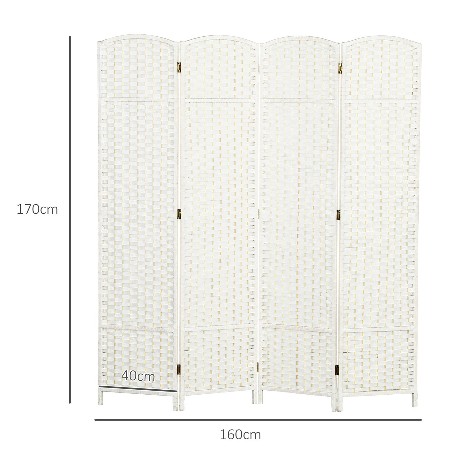 4-Panel Folding Room Divider, White Polypropylene