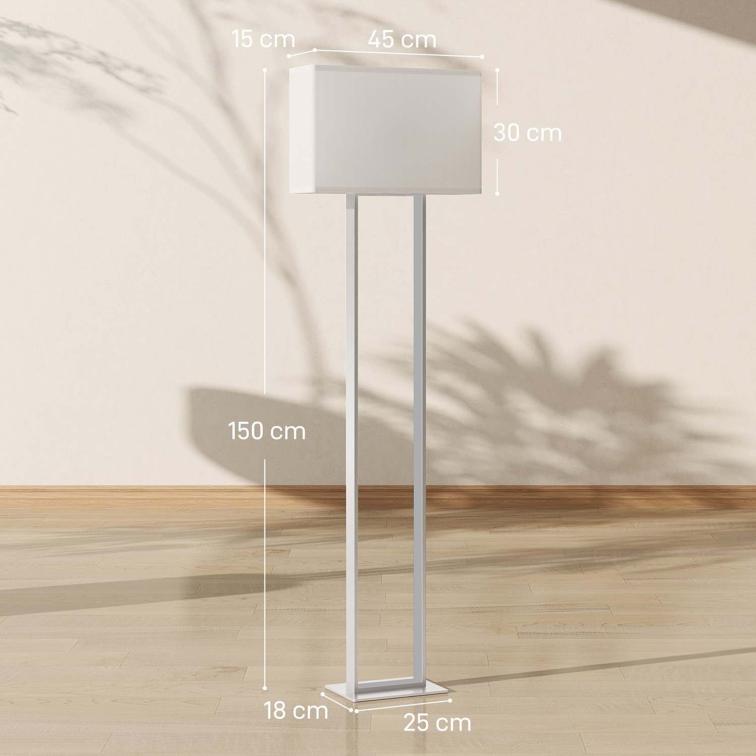 Moderne Stehlampe, Helligkeit einstellbar, Leinenschirm